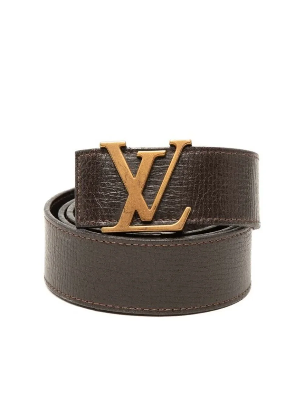 Louis Vuitton Utah Ceinture LV Initial Belt 85/34 Brown Leather
